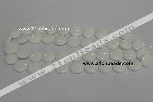 CPB98 15.5 inches 18mm flat round white porcelain beads wholesale