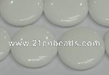 CPB99 15.5 inches 20mm flat round white porcelain beads wholesale