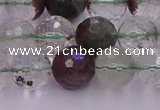 CPC12 15.5 inches 10mm faceted round green phantom quartz beads