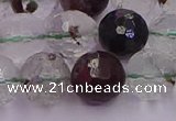 CPC13 15.5 inches 12mm faceted round green phantom quartz beads
