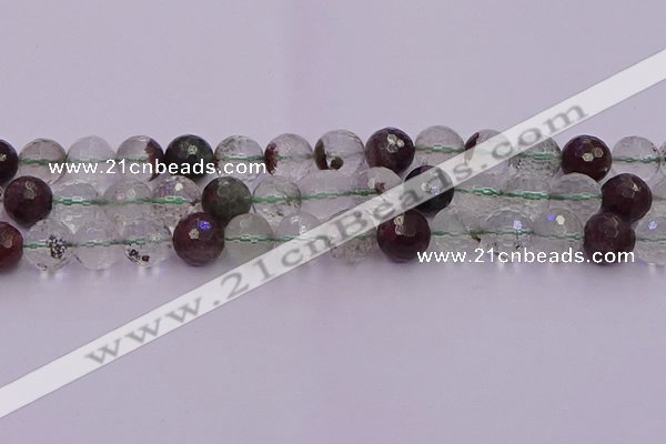 CPC13 15.5 inches 12mm faceted round green phantom quartz beads