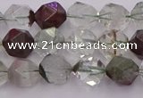 CPC16 15.5 inches 8mm faceted nuggets green phantom quartz beads