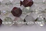 CPC17 15.5 inches 10mm faceted nuggets green phantom quartz beads