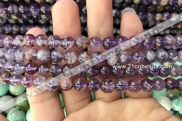 CPC611 15.5 inches 8mm round purple phantom quartz beads