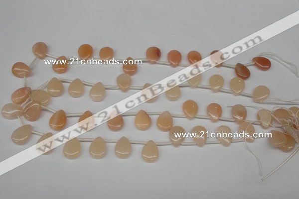 CPE22 Top-drilled 12*16mm flat teardrop peach stone beads wholesale