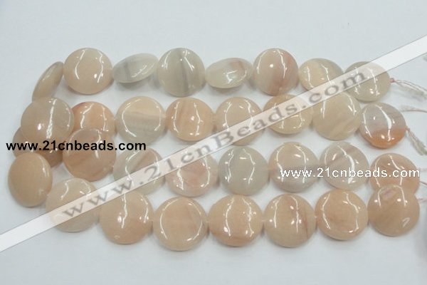 CPI10 15.5 inches 25mm flat round pink aventurine jade beads wholesale