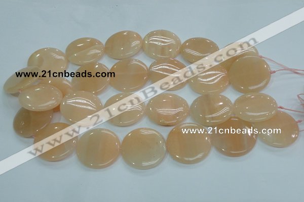 CPI103 15.5 inches 30mm flat round pink aventurine jade beads