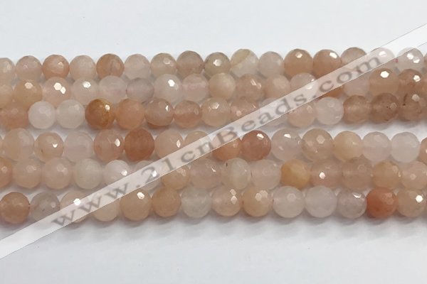 CPI217 15.5 inches 8mm faceted round pink aventurine jade beads wholesale