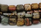 CPJ05 15.5 inches 10*10mm square picasso jasper beads wholesale