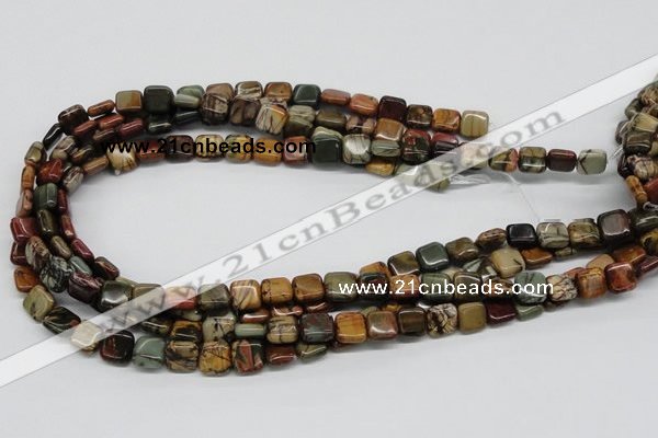 CPJ05 15.5 inches 10*10mm square picasso jasper beads wholesale