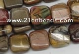 CPJ06 15.5 inches 14*14mm square picasso jasper beads wholesale