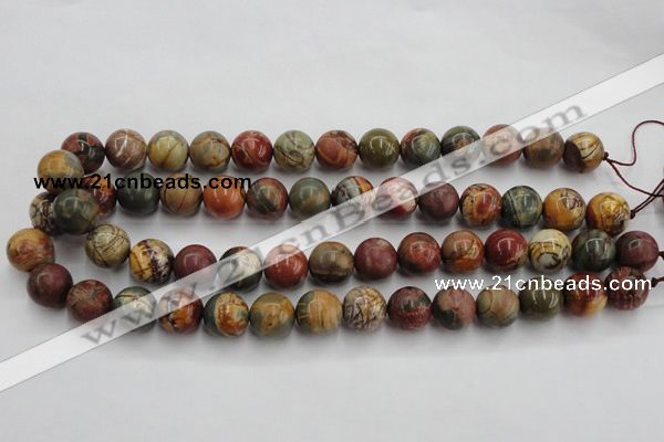 CPJ104 15.5 inches 12mm round picasso jasper gemstone beads wholesale