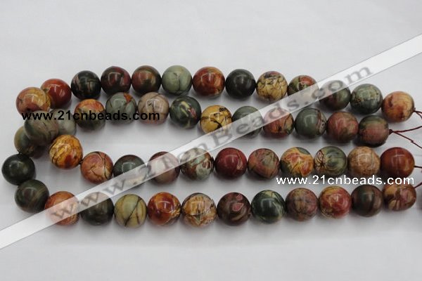 CPJ106 15.5 inches 16mm round picasso jasper gemstone beads wholesale