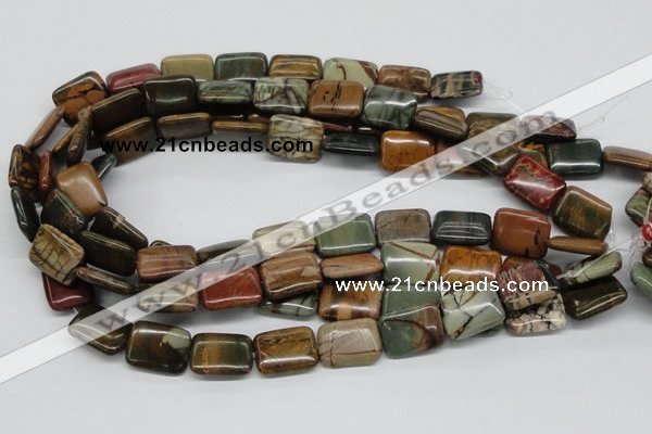 CPJ11 15.5 inches 15*20mm rectangle picasso jasper beads wholesale