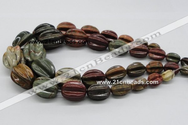 CPJ14 15.5 inches multi size starfruit shaped picasso jasper beads wholesale