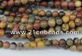 CPJ151 15.5 inches 4mm round picasso jasper gemstone beads