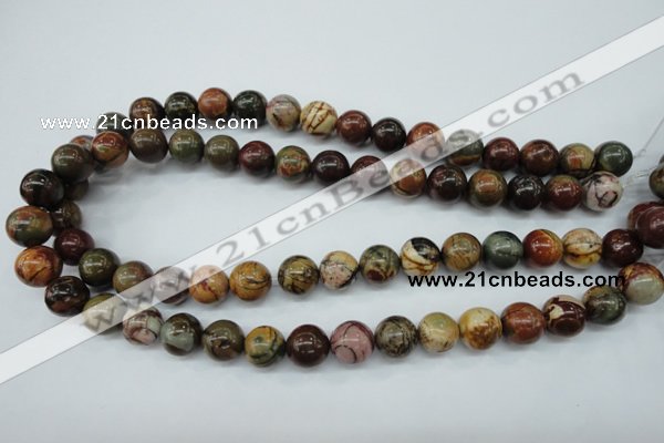 CPJ155 15.5 inches 12mm round picasso jasper gemstone beads