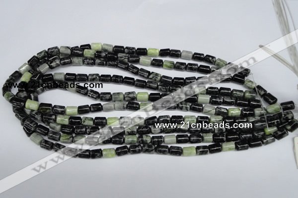 CPJ210 15.5 inches 6*9mm column green picasso jasper beads