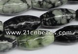 CPJ211 15.5 inches 12*24mm rice green picasso jasper beads