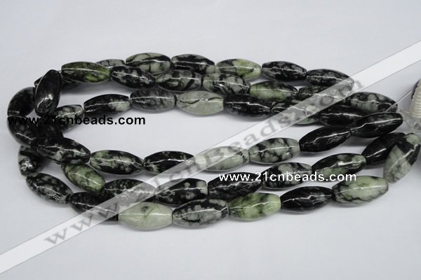 CPJ211 15.5 inches 12*24mm rice green picasso jasper beads