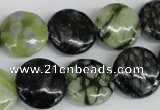 CPJ214 15.5 inches 16mm flat round green picasso jasper beads