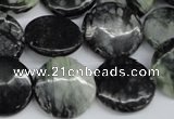 CPJ215 15.5 inches 18mm flat round green picasso jasper beads