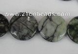 CPJ216 15.5 inches 20mm flat round green picasso jasper beads