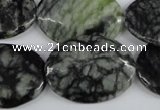 CPJ220 15.5 inches 22*30mm oval green picasso jasper beads