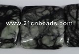 CPJ228 15.5 inches 30*30mm square green picasso jasper beads