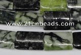 CPJ238 15.5 inches 13*20mm flat tube green picasso jasper beads