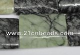 CPJ239 15.5 inches 22*30mm flat tube green picasso jasper beads