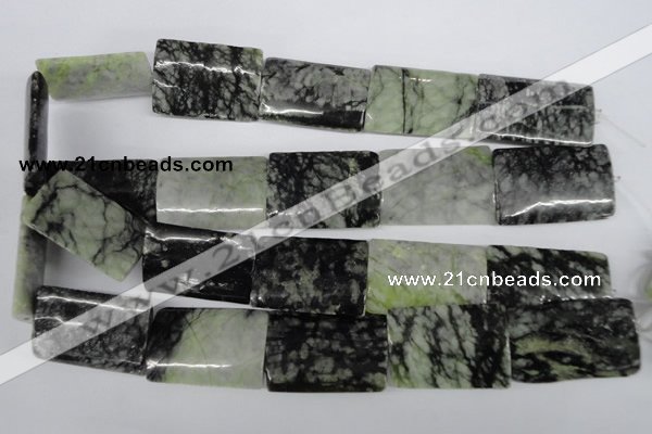 CPJ240 15.5 inches 25*35mm flat tube green picasso jasper beads