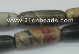 CPJ25 15.5 inches 10*30mm cylinder picasso jasper beads wholesale