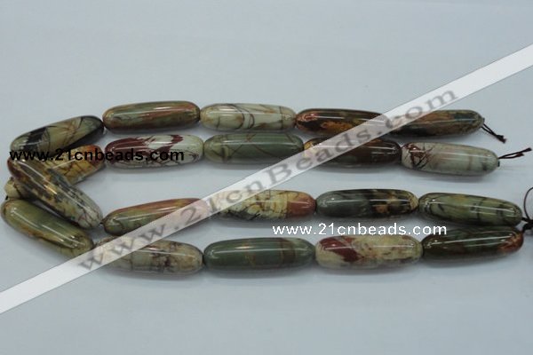 CPJ26 15.5 inches 13*40mm cylinder picasso jasper beads wholesale