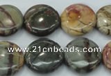 CPJ27 15.5 inches 20mm flat round picasso jasper beads wholesale