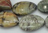 CPJ30 15.5 inches 22*30mm flat teardrop picasso jasper beads wholesale