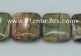 CPJ32 15.5 inches 20*20mm square picasso jasper beads wholesale