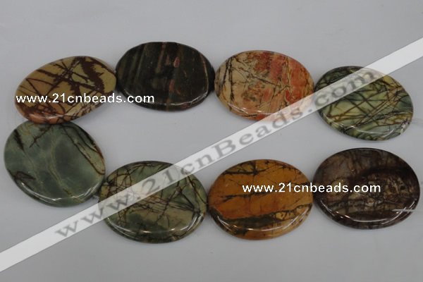 CPJ359 15.5 inches 40*50mm oval picasso jasper gemstone beads