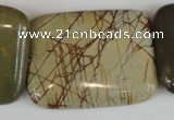 CPJ360 15.5 inches 30*40mm rectangle picasso jasper gemstone beads