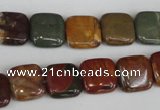 CPJ361 15.5 inches 12*12mm square picasso jasper gemstone beads