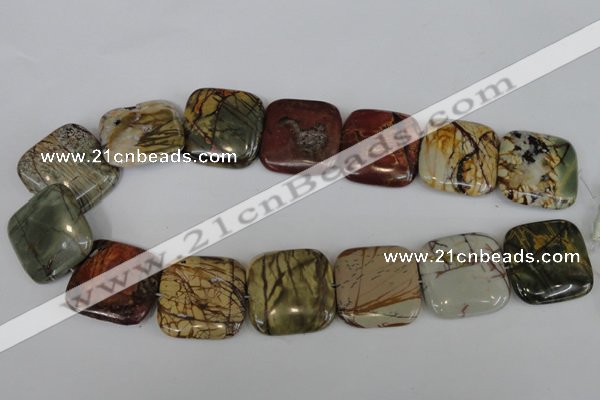 CPJ363 15.5 inches 30*30mm square picasso jasper gemstone beads