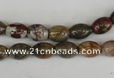 CPJ365 15.5 inches 8*10mm rice picasso jasper gemstone beads