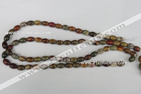 CPJ365 15.5 inches 8*10mm rice picasso jasper gemstone beads