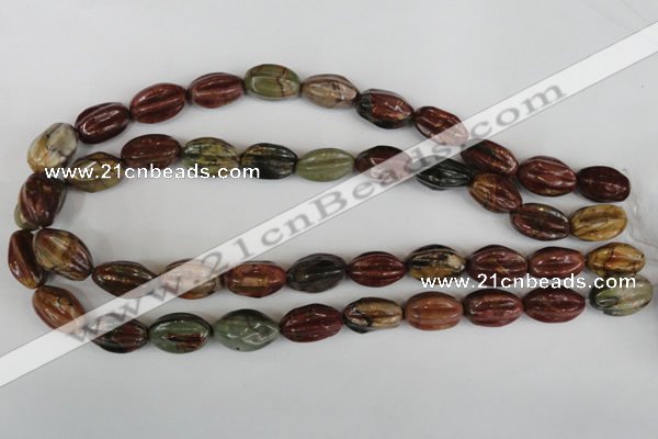 CPJ371 15.5 inches 10*18mm starfruit picasso jasper gemstone beads