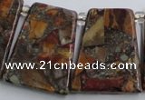 CPJ378 Top drilled 22*26mm trapezoid picasso jasper & pyrite beads