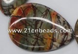 CPJ38 15.5 inches 40*60mm flat teardrop picasso jasper beads wholesale