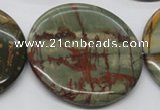 CPJ39 15.5 inches 55mm flat round picasso jasper beads wholesale