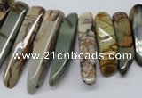 CPJ40 15.5 inches multi size wand picasso jasper beads wholesale