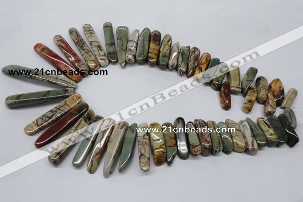 CPJ40 15.5 inches multi size wand picasso jasper beads wholesale