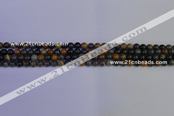 CPJ470 15.5 inches 4mm round black picasso jasper beads wholesale